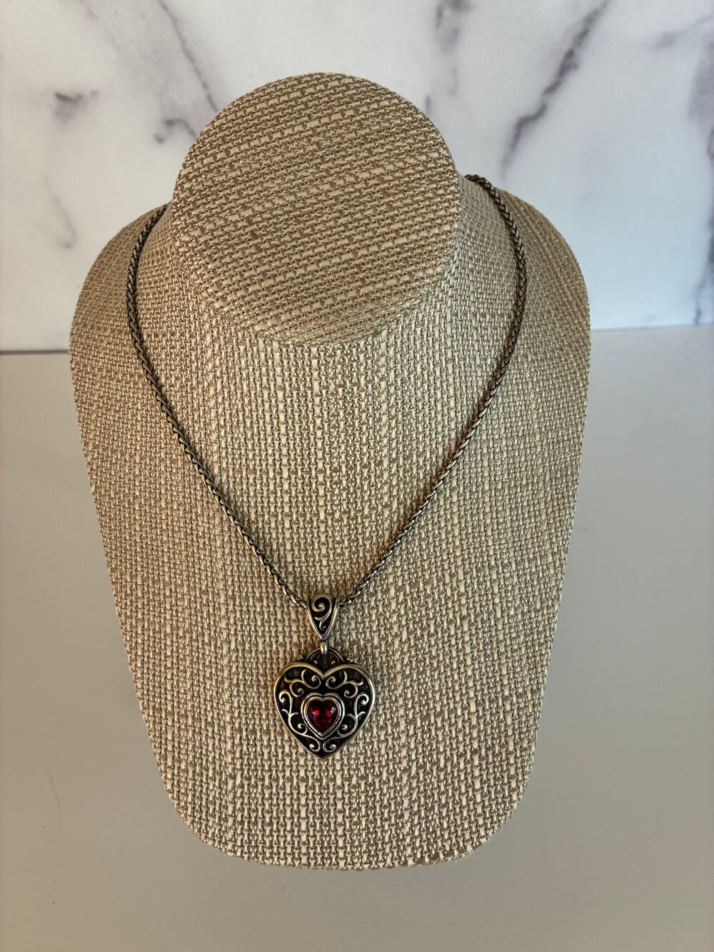 Brighton Necklace Go Red Heart Crystal Love Your Heart Retired Pendant 16-18"